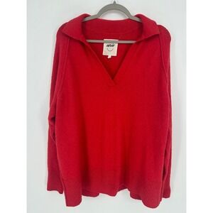 Aerie Red Polo Pullover Sweater Womens Small Capsule Holiday Quiet Luxury Preppy